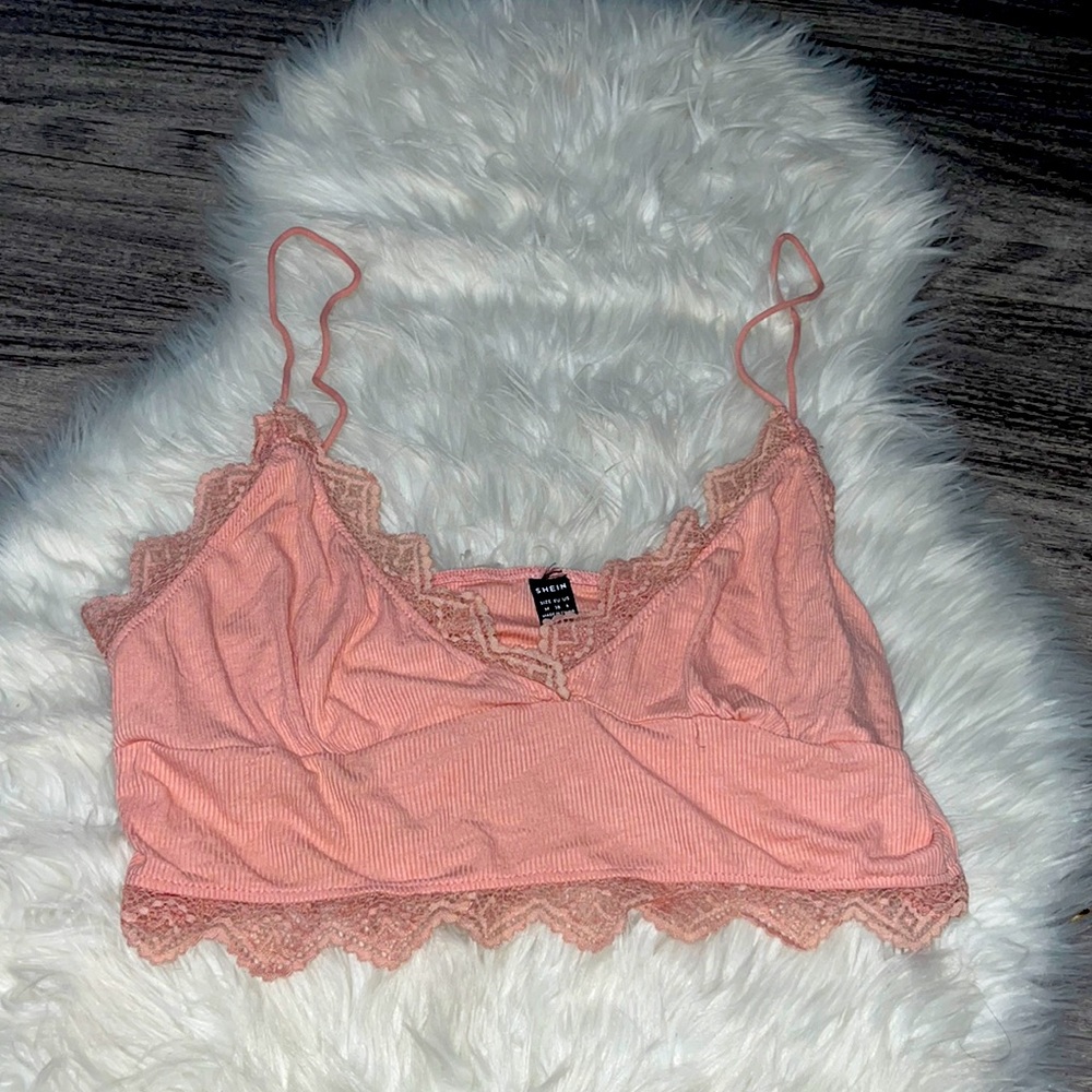 Pink lace crop top